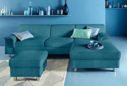 DOMO collection Ecksofa Jamie, modern und elegant, Fußhöhe 9cm, L-Form, wahlweise mit Bettfunktion