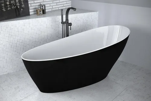 Moderne Freistehende Ovale Badewanne aus Acryl - Elegante freistehende Badewanne in Tropfenform, ideal für stilvolle Badezimmer. Mit einer Breite von 165 cm bietet sie Komfort und eine ansprechende Optik.