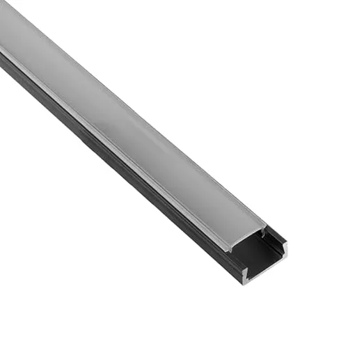 tktrading24 A15 LED Aluprofil Schwarz mit Abdeckung - Premium LED-Profil - 1m opal