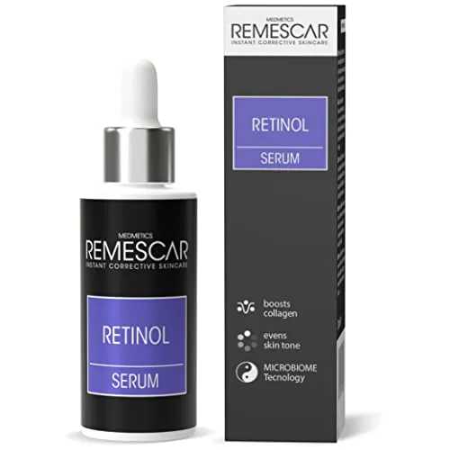 Remescar Retinol Serum 30ml – Strafft die Haut & glättet Falten – Fördert Kollagen, reduziert Hautunreinheiten – Anti-Aging Gesichtsserum mit Retinol