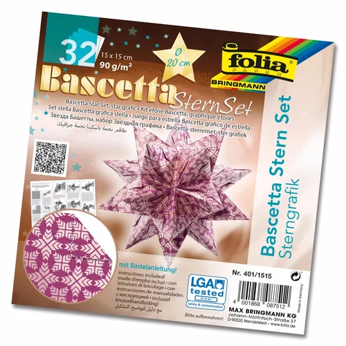 Bastelset Bascettastern  / Sterngrafik violett, 15 x 15 cm 401/1515, #7605