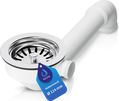 Siebkorbventil AQUADE Ø 114 mm mit Raumschaffer 1 Zoll Anschluss für Überlauf