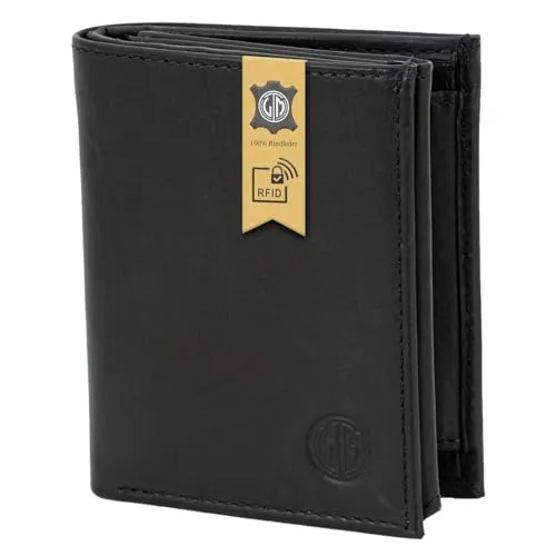 LINDENMANN Geldbörse Herren/Portemonnaie Herren Leder Geldbeutel schwarz