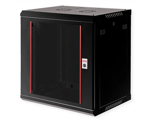 ROLINE 19-Zoll Wandgehäuse Basic Plus 12HE - Robustes Servergehäuse mit 450 mm Tiefe, abschließbarer Glastür und flexibler Netzwerkverkabelung für optimale Zugänglichkeit und Lüftung.