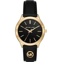 Michael Kors Runway Damenarmbanduhr - Elegante 38 mm Quarzuhr mit Edelstahl- und Lederband, wasserdicht bis 50 m – ideal für stilbewusste Frauen.