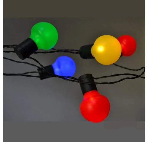 LED Party-Lichterkette 17,5 m mit 50 bunten Kugel-Laternen - Weihnachtsbeleuchtung für drinnen und draußen, ideal für stimmungsvolle Feiern mit sicherer GS-geprüfter Qualität und energieeffizientem 24V Außentrafo.