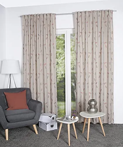 Home WOHNIDEEN blickdichter Kombibandschal FOGLIO – edle Leinenoptik mit Stickerei - Eleganter Kombibandschal in Leinenoptik, bestickt mit einem filigranen Blättermuster. Hohe Stoffdichte sorgt für Sichtschutz und lässt Tageslicht durch. Ideal für stilvolle Fensterdekoration.