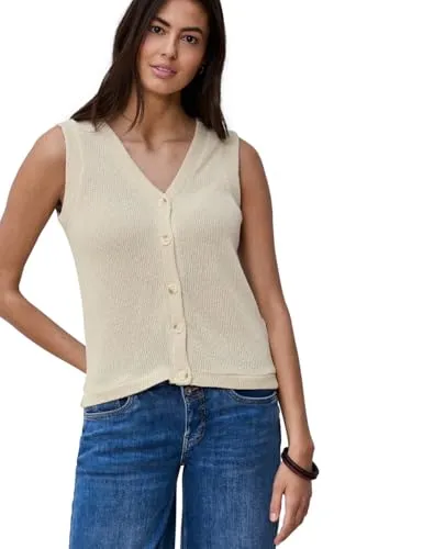Street One Weste mit V-Neck im Strick-Look Smoke beige