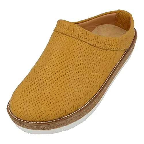HAFLINGER Travel-Classic Eleganter Clog aus Leder mit Gummisohle Gelb (Braided Senf), Gr. 38