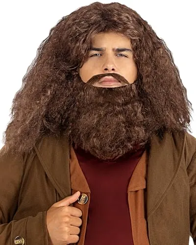 Offizielle Hagrid Perücke mit Bart von Warner Bros in braun von Funidelia
