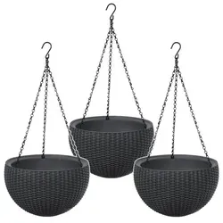 3er Set Hänge-Blumentopf 35 cm - Wetterbeständig - Praktisches 3er Set Hängeampeln für Innen- und Außenbereich. Mit wetterbeständigem Material und einem Volumen von 8,6 L ideal für Blumen. Stilvolles Design in Anthrazit.