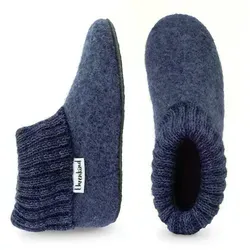 Ehrenkind Gemütliche Kinder-Hausschuhe aus reiner Schurwolle, Rutschfest Hüttenschuhe (atmungsaktiv & temperaturregulierend, Hüttenhausschuhe, Hüttenschuhe Kinder, Hüttenschuhe) ideal für Kindergarten, Schule und zu Hause blau 31 EU