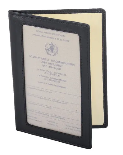 Impfpasshülle Reisepasshülle aus Leder in Schwarz