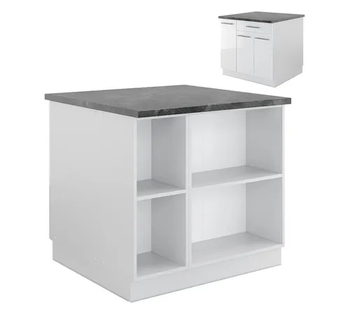 Vicco Kücheninsel Fame-Line 90 cm - Einbauküchen-Komponenten mit modernem Hochglanz-Design und Softclose-Scharnieren für höchsten Komfort und ansprechende Optik in Ihrer Küche.