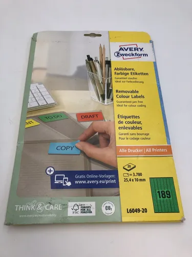 AVERY Zweckform Grüne Etiketten 25,4x10mm, wiederablösbar, 20 Blatt Set