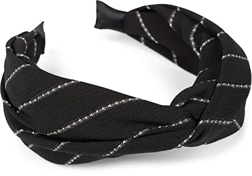 styleBREAKER Damen Haarreif mit edlem Nadelstreifen Muster und Twist Knoten, Retro Look, Haarband, Haarschmuck 04027029, Farbe:Schwarz