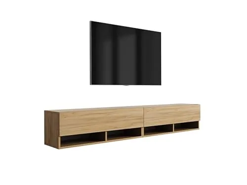 3E 3xE living.com TV-Lowboard 200 (2 x 100) cm Eiche Craft, 200 × 32 × 34 cm