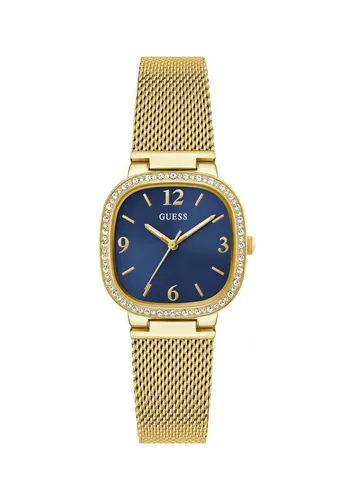 Guess GW0354L6 Damen Armbanduhr - Tapestry mit Steinbesatz - Elegante Damen-Armbanduhr aus Edelstahl mit goldfarbenem Armband und blauem Zifferblatt. Wasserdicht bis 3 ATM, ideal für stilbewusste Frauen.