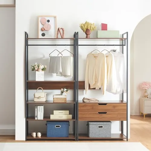 [en.casa] Garderobenständer 2er Set Larem in braun von en.casa