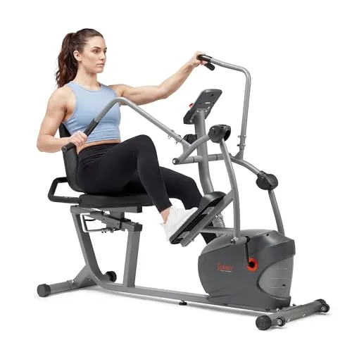 Sunny Health & Fitness Smart Recumbent Crosstrainer mit Armtrainer | Effizientes Ganzkörpertraining