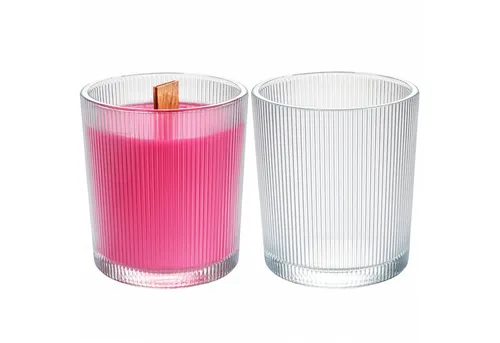 KONZEPT Teelichthalter Kerzengläser 6er Set – leer zum Gießen, für DIY Kerzen selber machen (6 St), Riffelglas,robust & wiederverwendbar