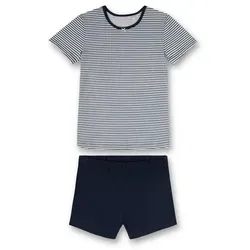 Sanetta Mädchen-Schlafanzug kurz dunkelblau geringelt - Schlafanzüge für Mädchen - Bequemer und pflegeleichter Schlafanzug mit weichem Tragekomfort für erholsame Nächte, ideal für den täglichen Gebrauch.