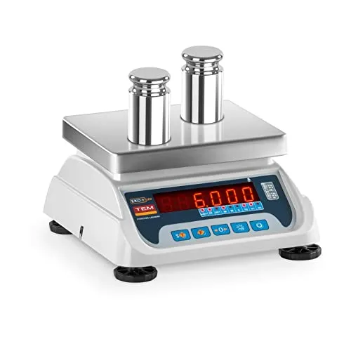TEM Tischwaage TEKO+LED06T-PLS-B1 - Industriewaage mit präziser Kalibrierung, LED-Display und bis zu 40 Stunden Akkulaufzeit – ideal für professionelle Anwendungen.