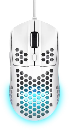 Trust GXT928W HELOX LIGHTWEIGHT Gaming-Maus, weiß - Kabelgebundene Gaming-Maus für Rechtshänder mit 6400 DPI, 6 Tasten und klassischem Scrollrad. Ideal für präzises Gameplay und schnellen Zugriff auf Funktionen. Kompakt und leicht für besten Komfort.
