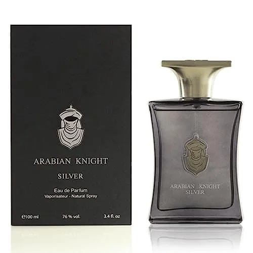 Arabian Oud ARABIAN KNIGHT SILVER 100 ml | Eau de Parfum für Ihn | Geranienblüte, Cashmeran, Amber und Vanille | Holziger und bernsteinartiger Duft.