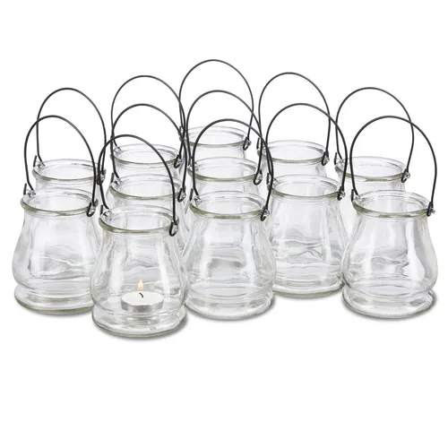 Windlicht Glaslaterne Kerzenhalter-Set 18 cm in schwarz von Relaxdays