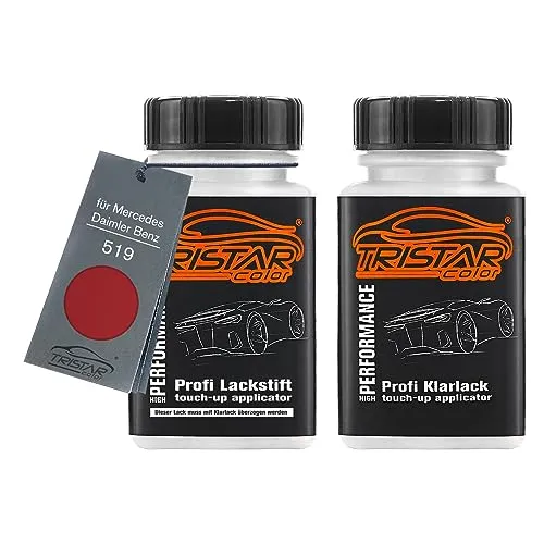 TRISTARcolor Autolack Lackstift Set für Mercedes/Daimler Benz 519 Hellrot Basislack Klarlack je 50ml