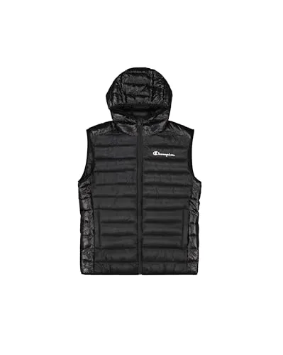 Champion Steppweste Polyfilled Vest schwarz XL - Herren-Westen, wasser- und windabweisend mit hochschließendem Kragen und Kapuze für optimalen Komfort bei jedem Wetter.