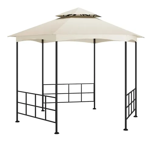 furnicato Gartenpavillon Creme 3,1m x 2,7m mit Seitenwänden - Robuster Gartenpavillon mit stabiler Stahlkonstruktion und hochwertigem Polyesterdach. Ideal für Outdoor-Aktivitäten, bietet zusätzlichen Schatten und Privatsphäre. Perfekt für Gartenfeiern!
