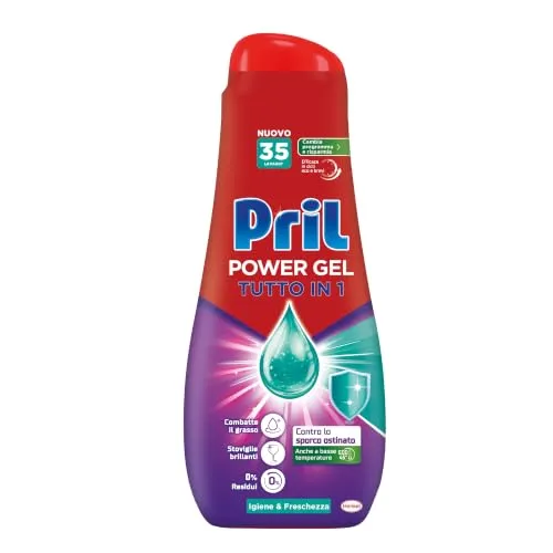 Pril All in One Gel Zitrone & Limette Geschirrspülmittel Flüssig Multi-Aktion hartnäckiger Schmutz 35 Waschgänge