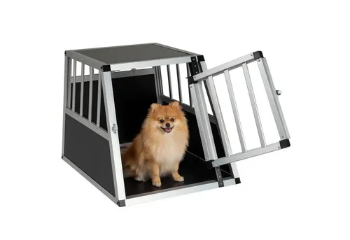 COSTWAY Alu Hundetransportbox mit abschließbarer Tür, 69,5x54x50,5 cm