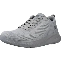 Skechers Bobs Sport Squad Chaos - Modische Damen Sneaker in Grau - Sneaker für Damen, vegan und maschinenwaschbar. Mit gepolsterter Memory Foam Einlegesohle für optimalen Tragekomfort und flexibler Gummisohle für Stabilität.