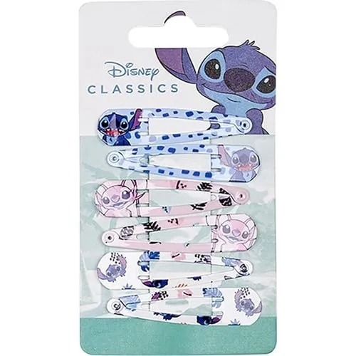 Stitch-Haarnadeln, mehrfarbig, aus robusten Materialien, bedruckt mit Stitch und Engel, Originalprodukt, entworfen in Spanien, 6 Stück
