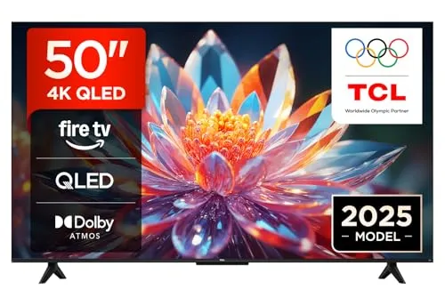 TCL 50T6C 50 Zoll QLED Fernseher, 4K UHD Fire TV, HDR10+, Dolby Vision & Atmos, Smart TV mit Sprachsteuerung mit Alexa, Google Cast & AirPlay 2