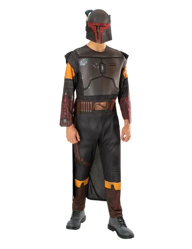 Rubie's Offizielles Star Wars Book of Boba Fett Kostüm XL - Erwachsenenkostüm für Star Wars Fans, Deluxe-Boba-Overall mit 3D-Details, Umhang und Maske, perfekt für Halloween und Mottopartys.