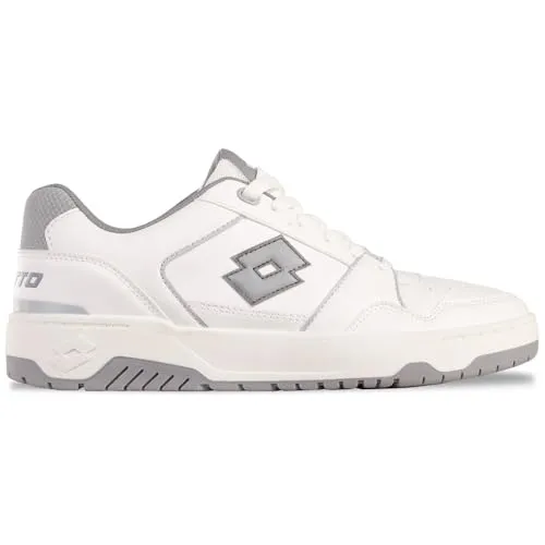 Lotto Retro Sneaker - auch in Kindergrößen, Gr. 45, WHITE-LT.GREY - Modischer Unisex Sneaker im Retro-Stil der 80er Jahre, pflegeleicht und robust mit zusätzlicher Strapazierfähigkeit durch die zweifach vernähte Toebox. Ideal für sportliche Aktivitäten und den urbanen Alltag.