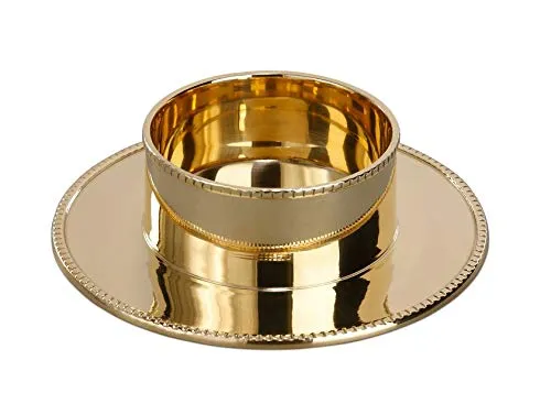 Kerzenhalter Messing Gold poliert (Perlrand) 50 mm, für Taufkerzen, Kommunionskerzen, Trauerkerzen, für Kerzen Ø 5 cm