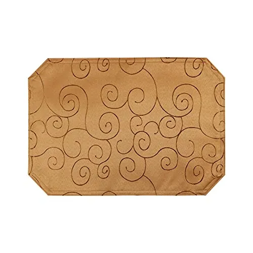 Haus und Deko Platzset 35 x 50 cm Orange Tischset Struktur Damast Circle, bügelfrei fleckenabweisend Platzdeckchen, abwaschbar abwischbar Untersetzer Tischsets