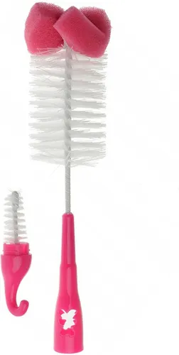 Akuku Flaschen- und Schnullerbürste mit Schwamm rosa