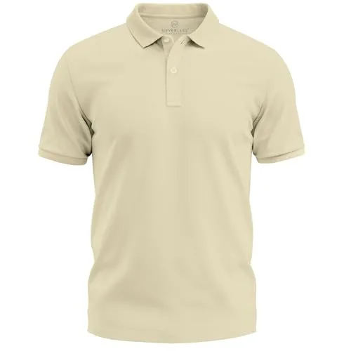 Neverless® Herren Polo-Shirt Basicshirt mit Polokragen und Knopfleiste Baumwolle Piqué Modern Fit Beige 3XL