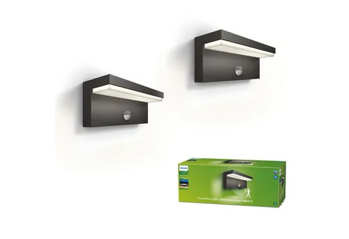Philips LED Außen-Wandleuchte 2er Pack myGarden LED Bustan, LED fest integriert, Warmweiß, 1000 Lumen, Anthrazit