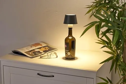 Northpoint LED Außen-Tischleuchte Flaschenlampe mit Touchsensor - Tischleuchte für drinnen und draußen, dimmbar mit stufenloser Helligkeitsregelung für perfekte Atmosphäre und IP54 Schutz gegen Spritzwasser.