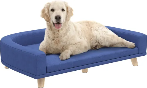 PawHut Hundesofa für große Hunde – Stilvolles Haustiersofa mit abnehmbarem Bezug - Luxuriöses Hundesofa für großen Komfort: Abnehmbarer, waschbarer Bezug für einfache Reinigung. Robuste Holzbeine sorgen für Stabilität und ein elegantes Design, ideal für jeden Raum. Maße: 98 x 67 x 25 cm, geeignet für Hunde bis 30 kg.