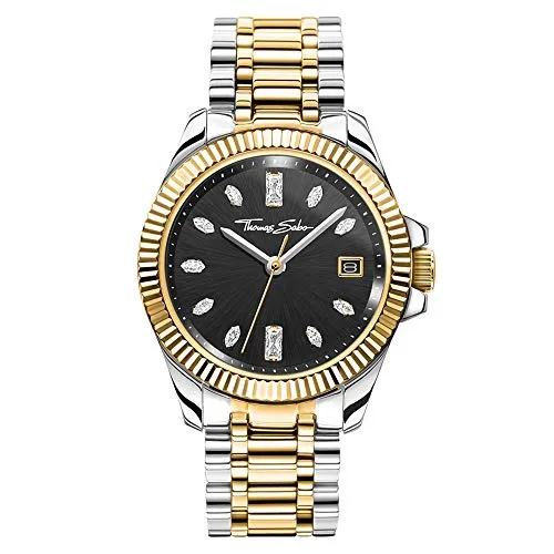 THOMAS SABO Damen Analog Quarz Uhr WA0370-291-203 - Elegante Armbanduhr mit Edelstahlarmband, 5 ATM wasserdicht und stilvollem Ziffernblatt, ideal als individuelles Geschenk für besondere Anlässe.