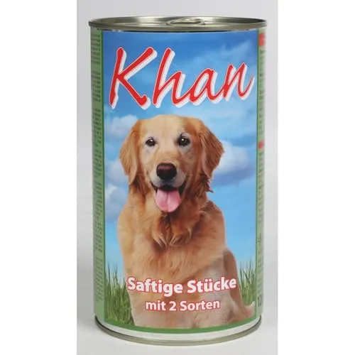 6X 1200g Khan Hundefutter Saftige Stücke in der Dose Fleischbällchen in Gelee 7,2kg
