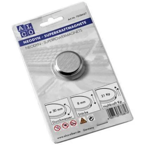 Alco 7038A27 Magnet mit 21kg Haftkraft, silber, 30mm